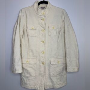 J Jill Beige Ivory Button Closure Casual Knit Coat